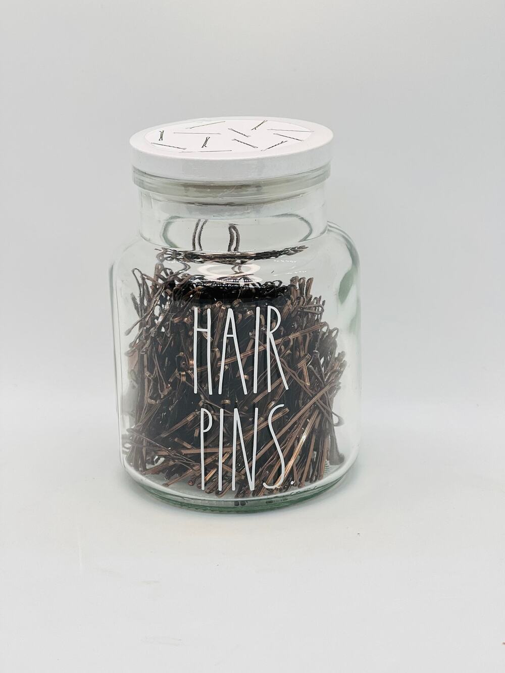 Rae Dunn HAIR PINS Glass Jar, NWT!